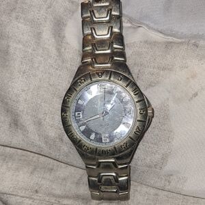 Silver-Tone Men's Link Watch with Numeric Bezel Emigma